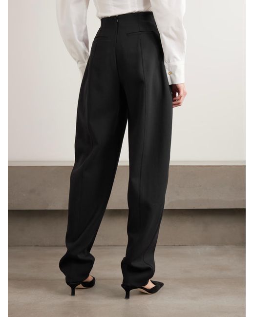 Carolina Herrera Black Isla Wool-Blend Barrel-Leg Pants