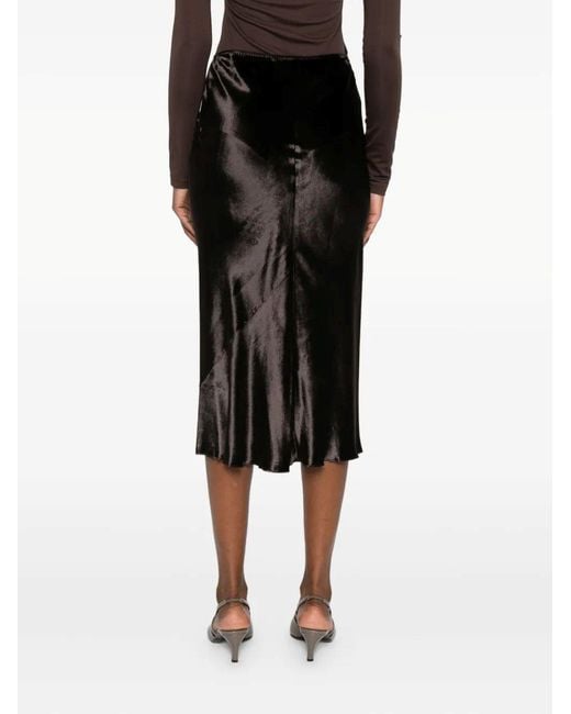 Dorothee Schumacher Black Velvet Bias-Cut Skirt