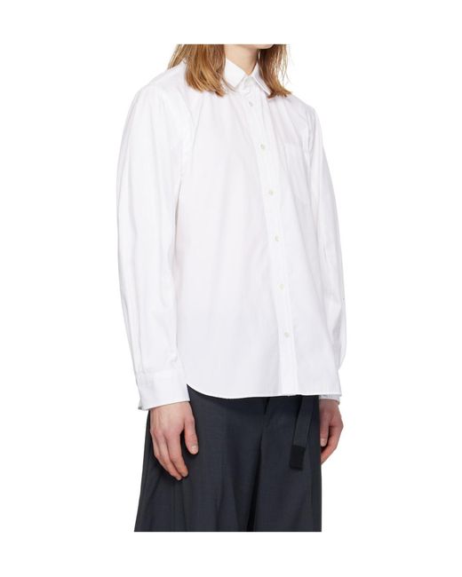 Sacai White Long-Sleeved Collared Shirt for men