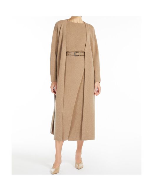 Max Mara Natural Gestro V-Neck Belted Cardigan