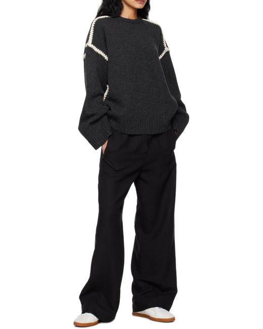 Totême Black Totême Long Sleeved Crewneck Knitted Sweater