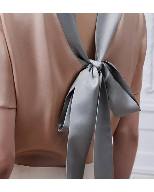 Dior Natural Short-Sleeved Blouse With Rear Tie