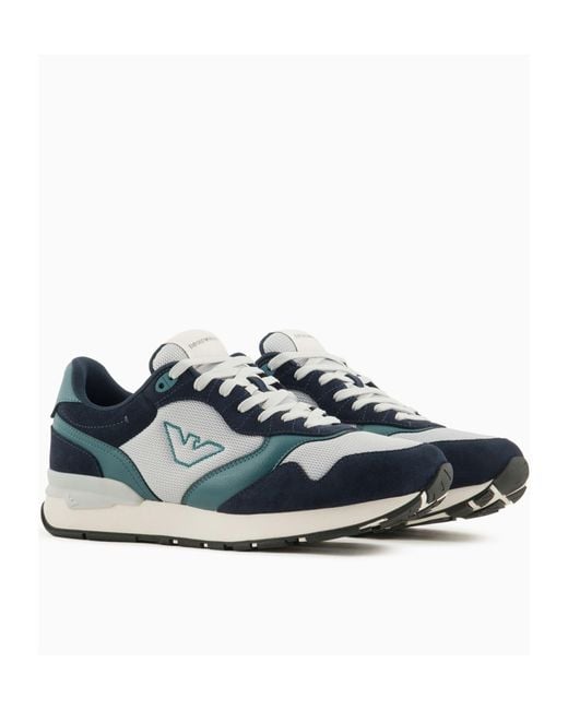 Emporio Armani Blue Lace Up Sneakers