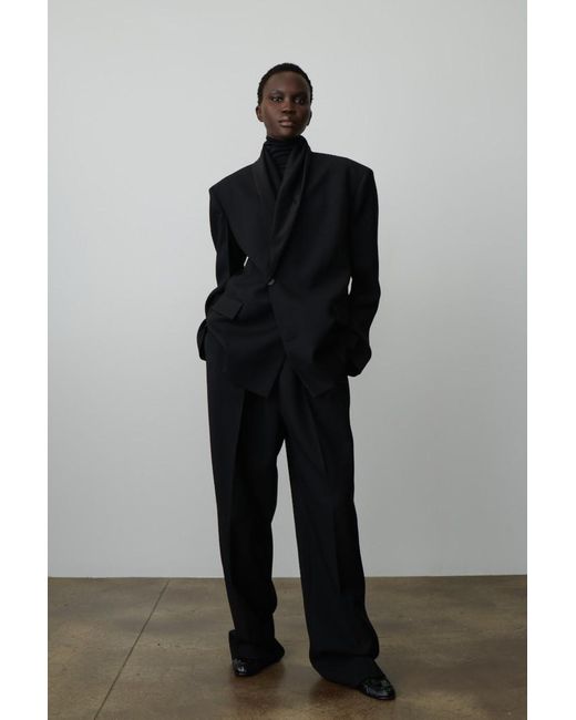 The Row Black Double-Breasted Tuxedo Suit Coat