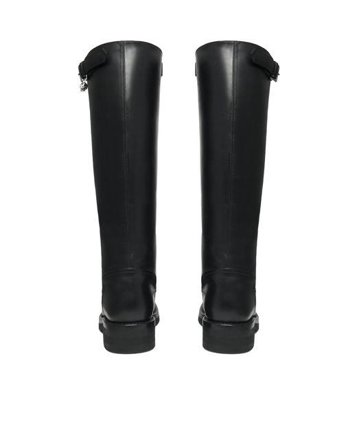 McQueen Black Countryside Zip-Detailed Buckle Knee Boots