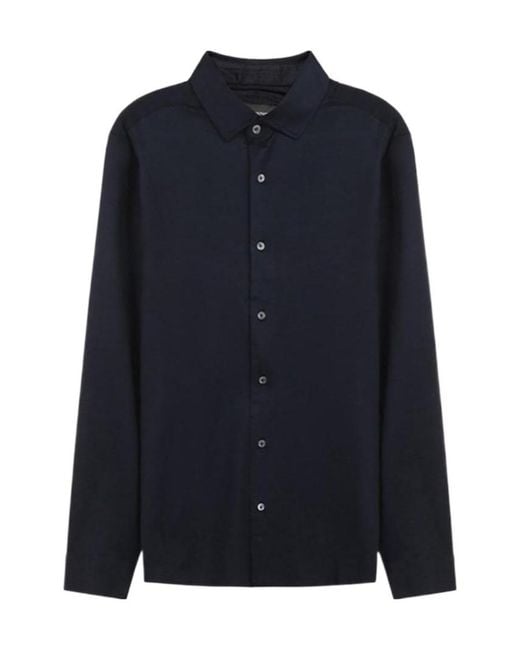 Emporio Armani Black Curved Hem Buttoned Shirt for men