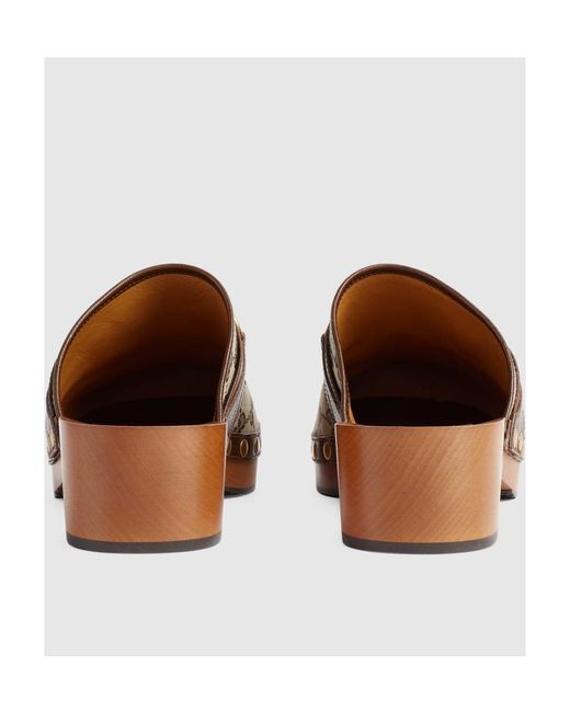 Gucci Brown Horsebit-Detail Gg Clogs for men