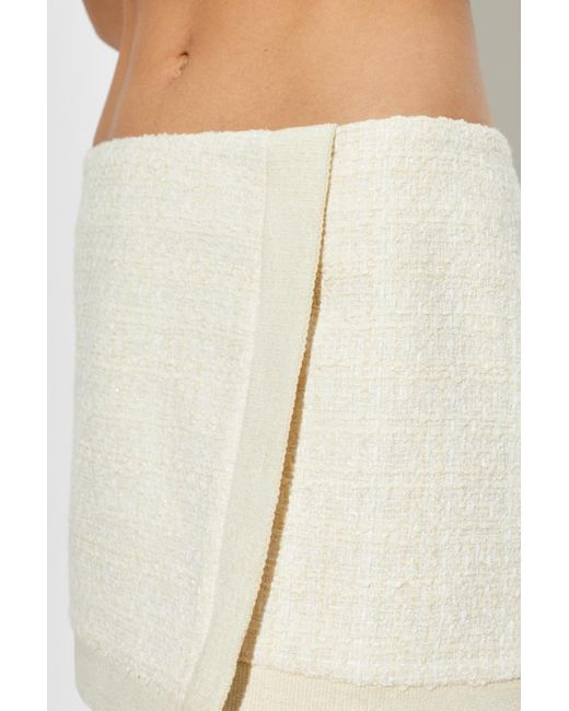 Balmain White Textured Mini Skirt