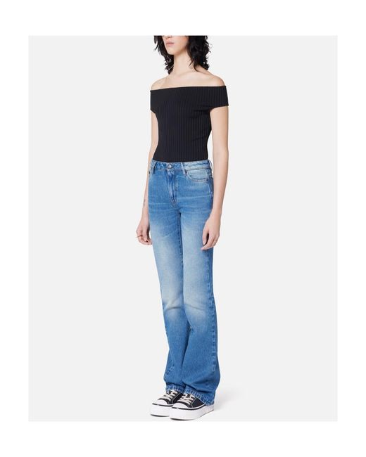 AMI Black Ami Off-Shoulder Ribbed Knit Bodysuit