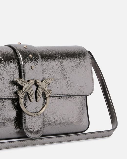 Pinko Gray Love One Classic Shoulder Bag