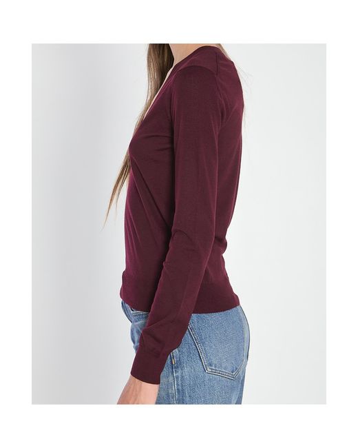 Saint Laurent Purple V-Neck Loose-Fit Jumper