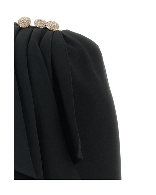 Alessandra Rich Black Draped Long Evening Dress