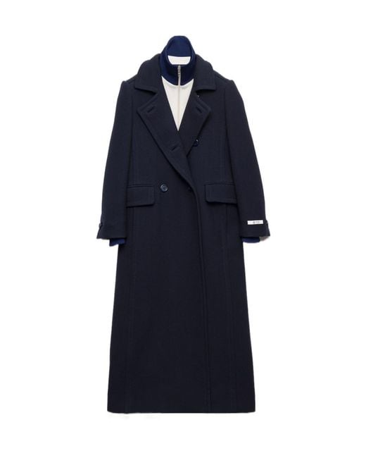 Prada Blue Double-Breasted Long Coat