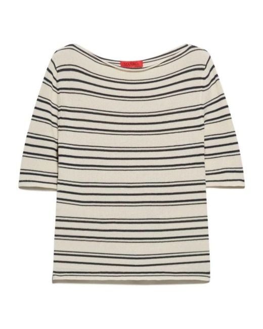 MAX&Co. White Crepe Knitted T-Shirt