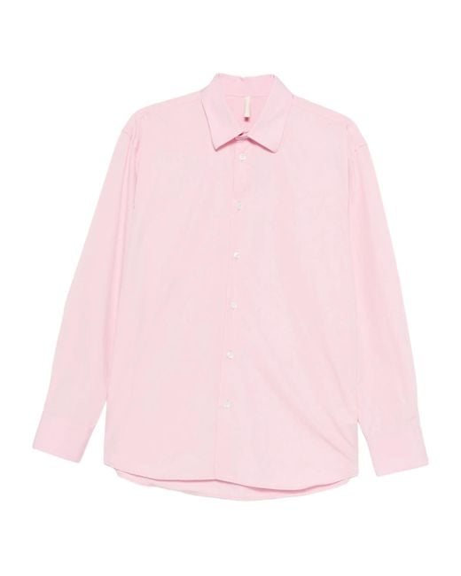 sunflower Pink Long-Sleeved Collared Shirt for men