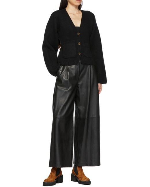 Khaite Black Scarlett V-Neck Knitted Cardigan