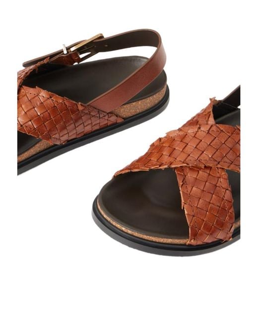 The Row Brown Buckle Flat Sandals