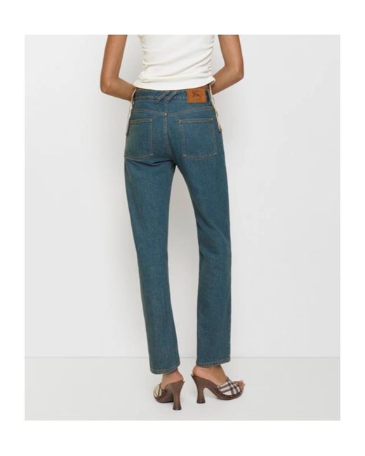 Burberry Blue Mid-Rise Straight Jeans