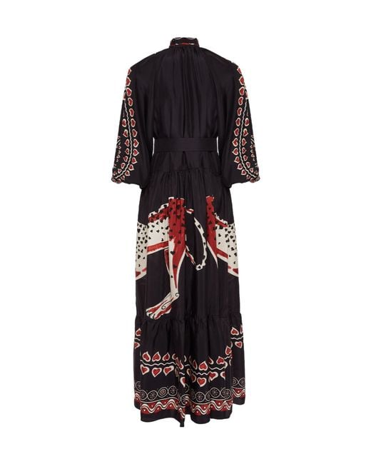 LaDoubleJ Black Athena Animal-Print Silk Dress