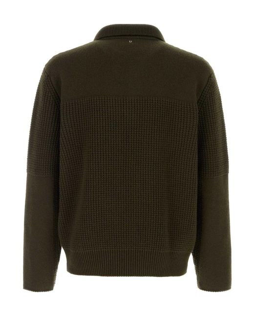 Ferragamo Green Ferragamo Waffle Knit Polo Sweater for men