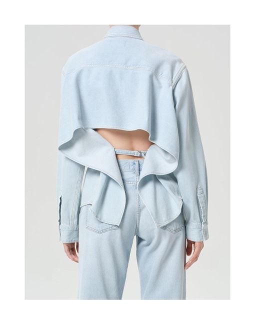 Agolde Gray Long-Sleeved Buttoned Denim Shirt