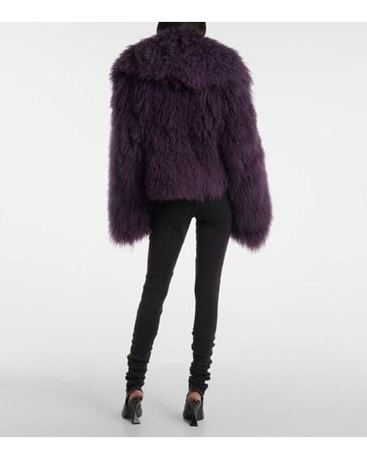 The Attico Purple Fluffy Fur Coat
