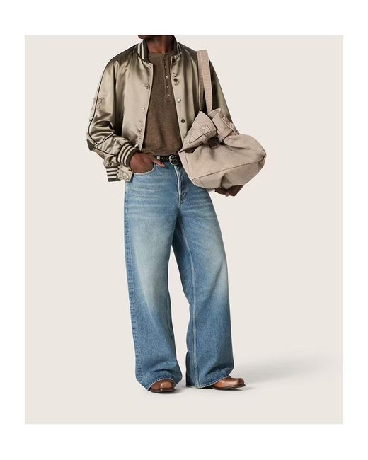 Golden Goose Deluxe Brand Natural Satin Bomber Jacket for men