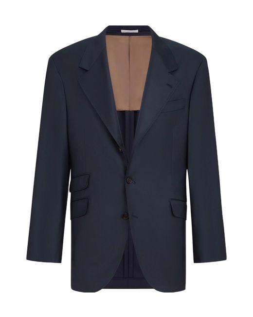 Brunello Cucinelli Blue Long-Sleeved Suit Jacket for men