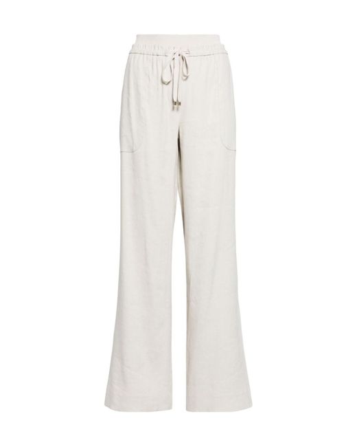 Lorena Antoniazzi White Linen-Blend Wide-Leg Trousers