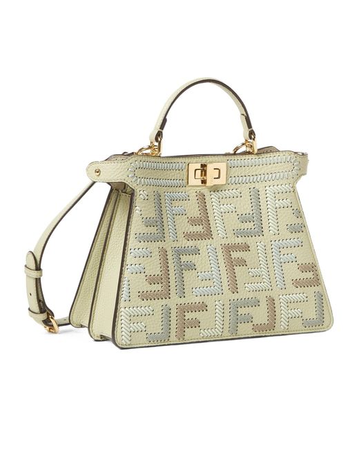 Fendi Metallic Sage Leather Bag With Ff Interlacing