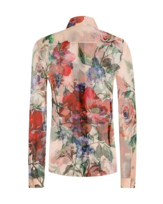 Dolce & Gabbana White Floral Printed Shirt