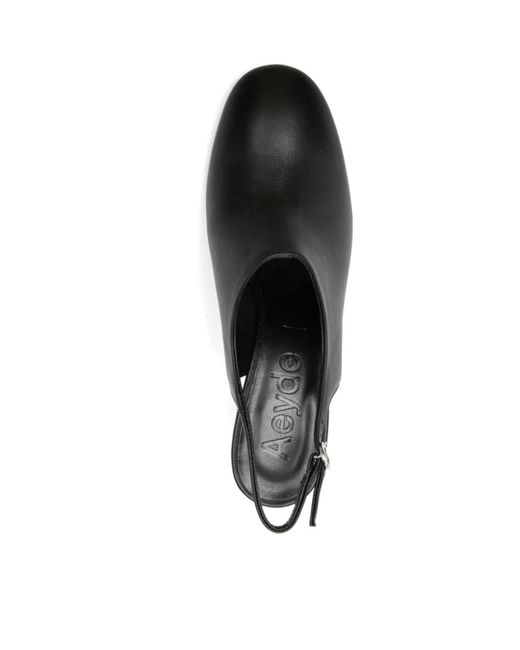Aeyde Black 70Mm Leather Slingback Pumps