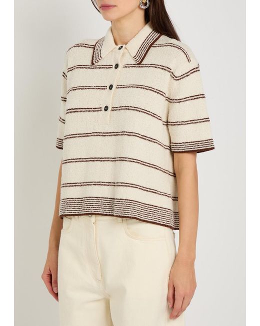 Rohe Natural Striped Cotton Polo Shirt