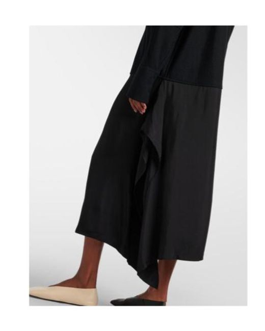 Jil Sander Black Asymmetric Wool-Trimmed Shirt Dress