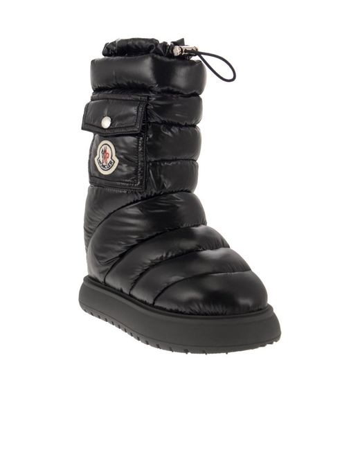Moncler Black Logo Motif Patch Puffer Boots