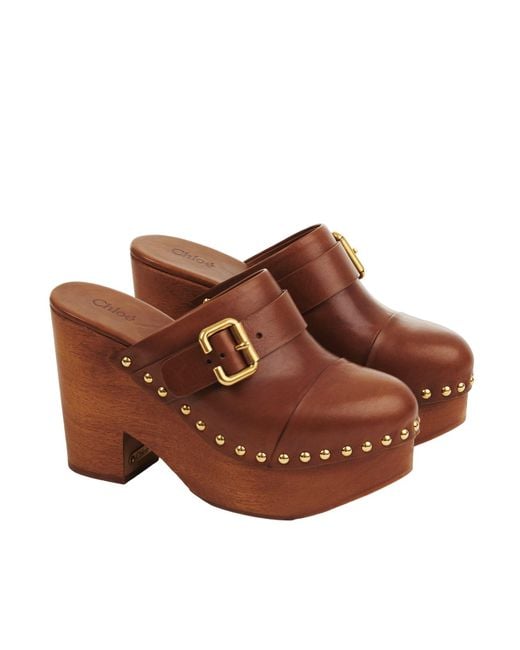 Chloé Brown Chloé Jeannette Wedge Clogs