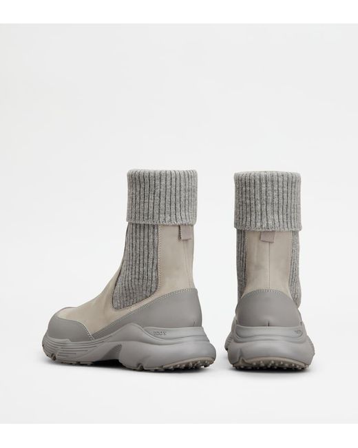 Tod's Gray Panelled Sneakers