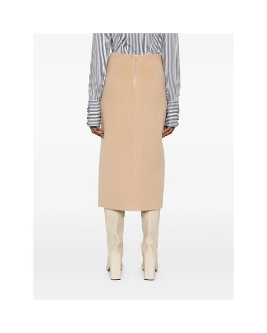 Sportmax Natural Slit Midi Skirt