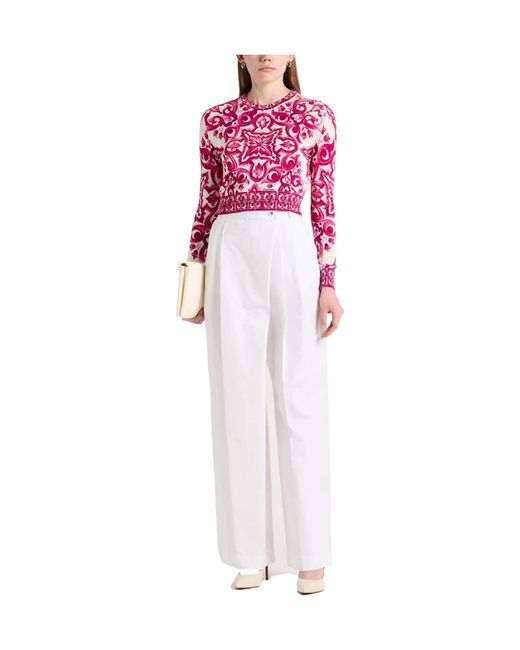 Dolce & Gabbana White Loose-Fitting Trousers