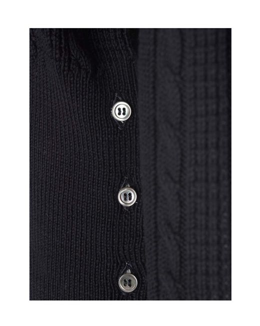 Thom Browne Blue Rwb-Striped Cable-Knitted Crewneck Jumper for men