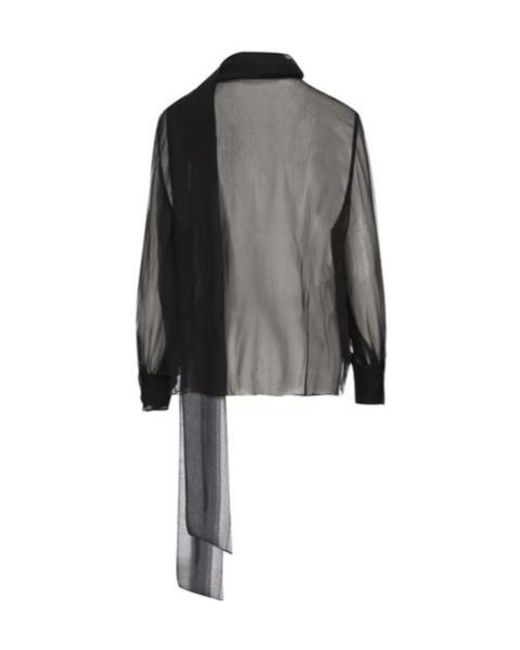 Valentino Black Scarf Detailed Long-Sleeved Shirt