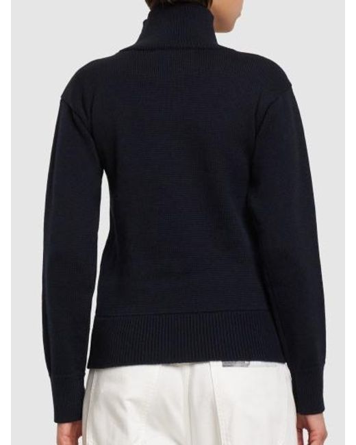 Jil Sander Blue Logo Turtleneck Sweater