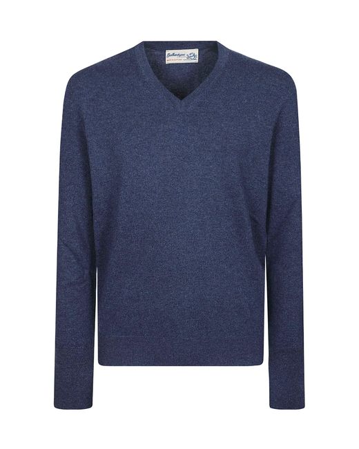 Ballantyne Blue V-Neck Cashmere Sweater for men