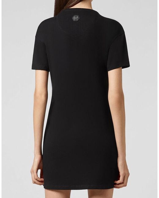 Philipp Plein Black Logo Details T-Shirt Dress