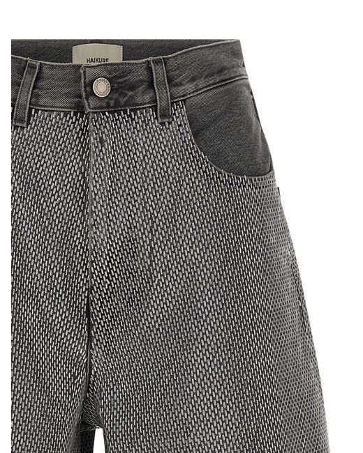 Haikure Gray Logo Patch Cropped Jeans