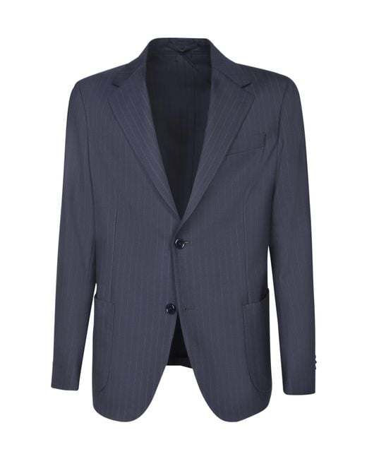 Lardini Blue Single Breasted Pinstriped Two-Piece Suit for men