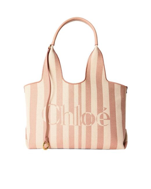Chloé Natural Striped Tote Bag