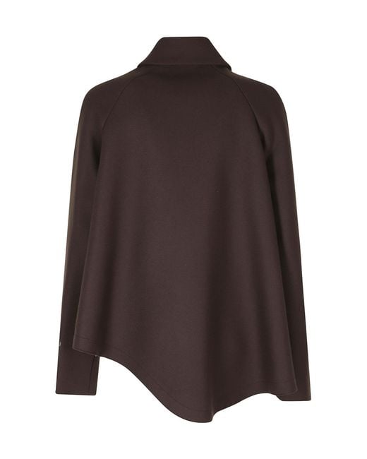 Bazar Deluxe Brown Long-Sleeve Asymmetric Wool Jacket