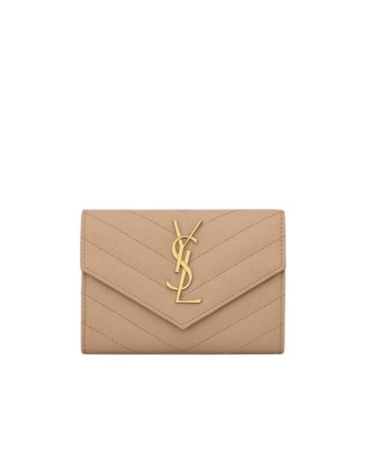 Saint Laurent Natural Small Monogram Envelope Wallet