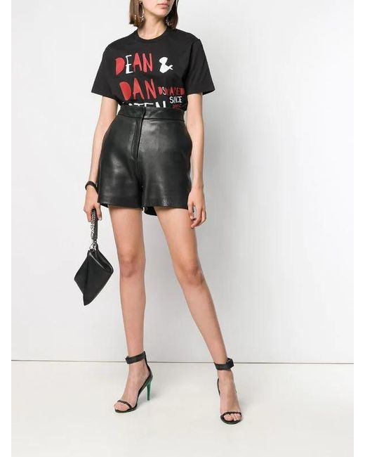 DSquared² Black Printed T-Shirts With Patterns And Slogans